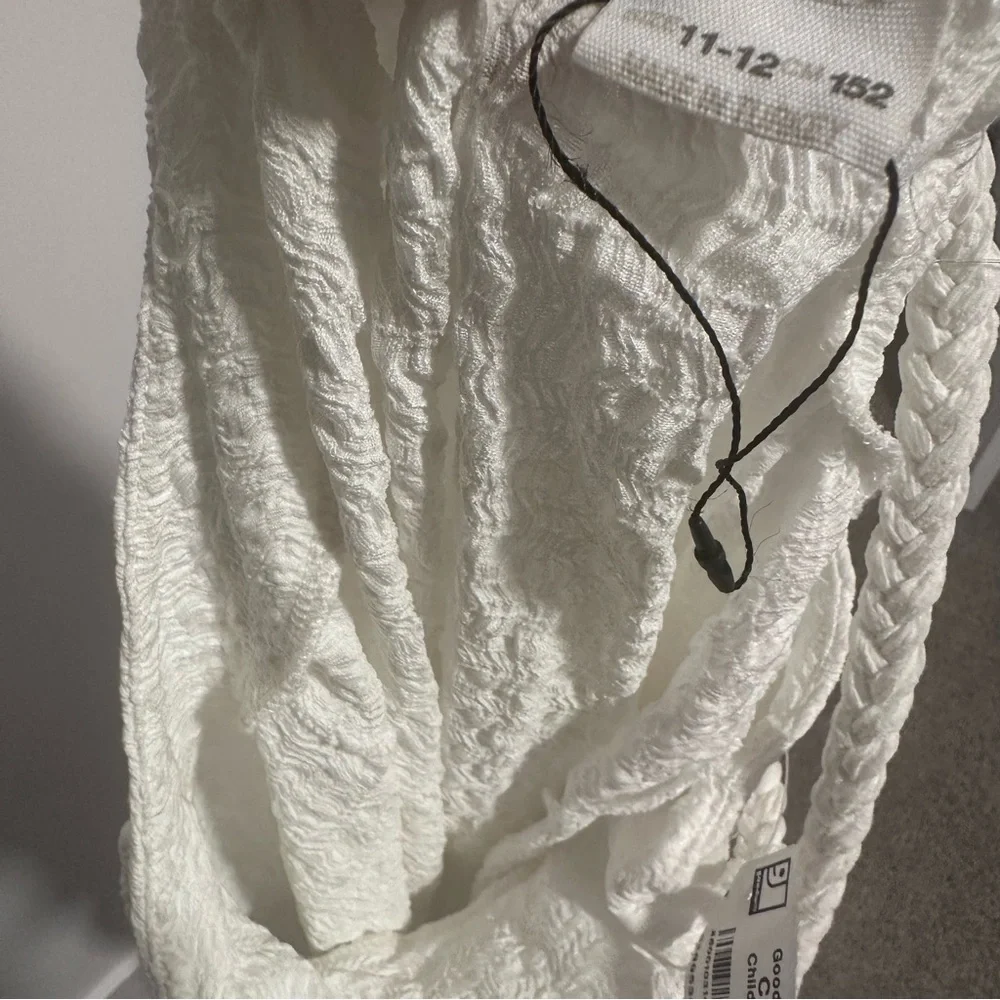 Zara Kids Girl Textured Floral Appliqué Dress - White - Picture 6 of 9